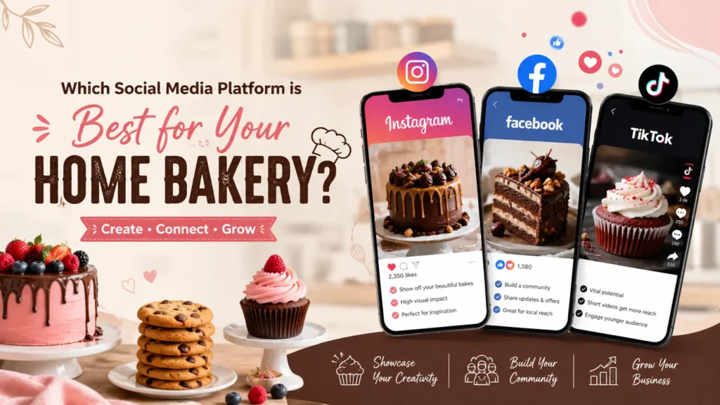 Best social media platforms for home bakeries to promote cakes, pastries, and homemade baked goods online.